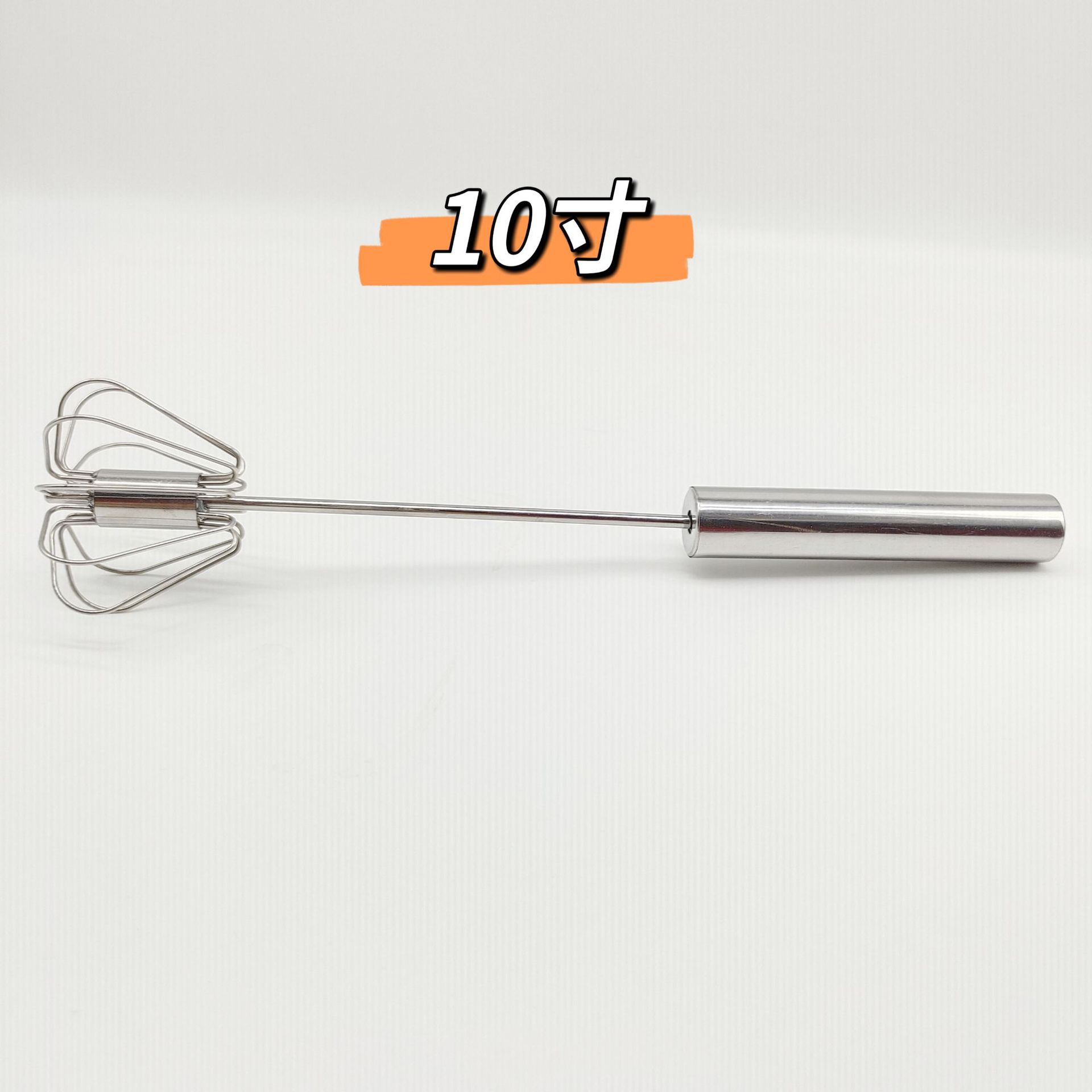 Batidor de Huevos Semiautomático Giratorio de Acero Inoxidable Manual para Cocina