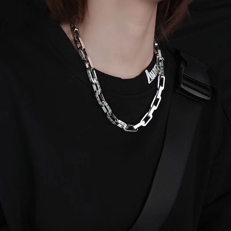 Collier en acier titane épais, style hip-hop tendance, avec une marguerite colorée, pour hommes et couples._voghion.com