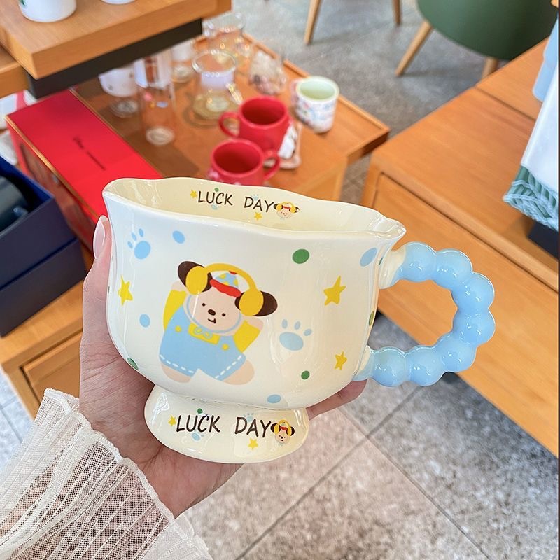 Caneca fofa em formato de cachorrinho, caneca de cerâmica de alta qualidade para casais, presente de aniversário para meninas ou lembrancinha._voghion.com