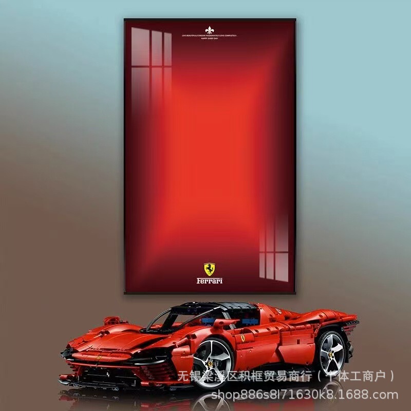 Compatible with Lego Brick Wall Photo Frame Porsche 911 Lamborghini Bugatti Ferrari Mercedes-Benz Motorcycle Frame
