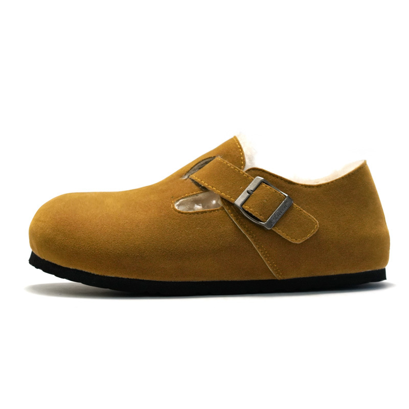 RUIZUSTOCK Herfst Winter Dames Katoen Verdikt Warm Heren Leren Gesloten Teen Kurk Schoenen Suède_voghion.com