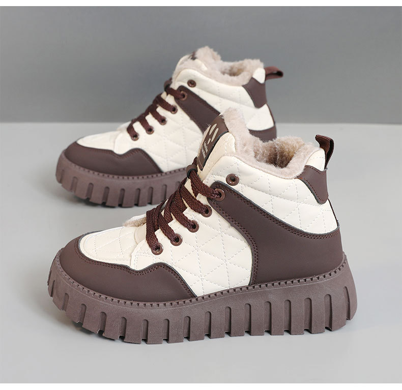 KT2512-2 new 2024 winter thick soled women's shoes with color matching and plush insulation cotton shoes, high top_voghion.com