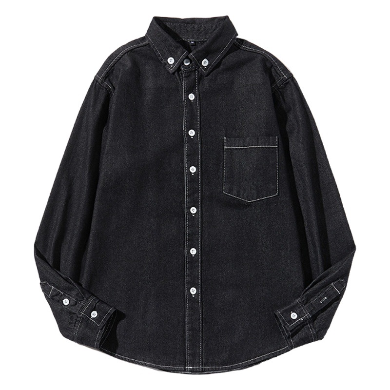 Comercio exterior primavera y otoño puro algodón lavado camisa de mezclilla manga larga moda todo fósforo de los hombres ropa de trabajo camisa japonesa chaqueta casual