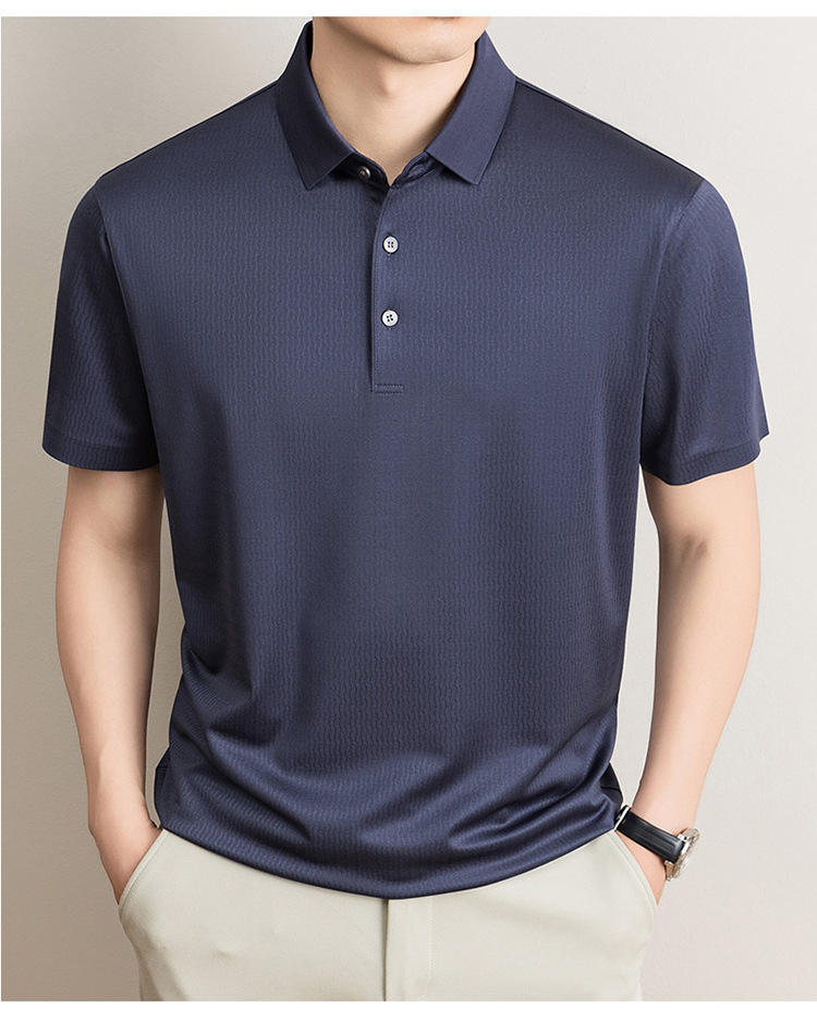 Áo polo nam tay ngắn cổ bẻ chất lụa mulberry cao cấp — Xanh lá cây nhạt8879 chi tiết 20