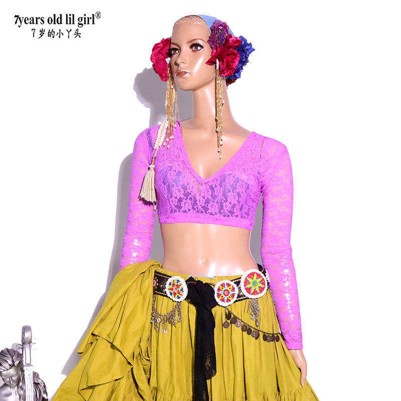 Dance Clothing Belly Dance Practice Performance Clothing Korean Lace Backless Long Sleeve Top Brand Design BR31 Dance Clothing Belly Dance Practice Performance Clothing Korean Lace Backless Long Sleeve Top Brand Design BR31