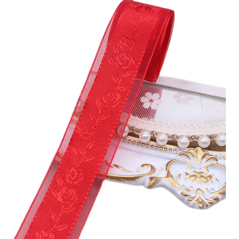 2.5CM 넓은 자카드 인쇄 원사 리본 DIY LOLITA 헤어 액세서리 헤드폰 활 소재