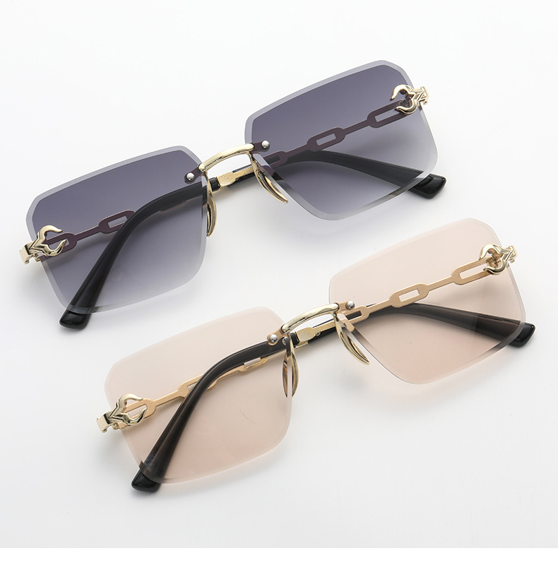 32g Weight Frameless Glasses Structure Sunglasses Classification PC, UV400 Protection Lens Material Square Glasses Style Travel Occasion Solid Color Pattern Women'S Gender Fashion Style Fashion Solid Color PC UV400 Protection Square Frameless Women's Sunglasses 9