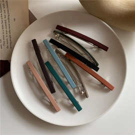 韩国莫兰蒂色网红简约一字马尾夹横夹复古百搭半丸子头夹弹簧夹