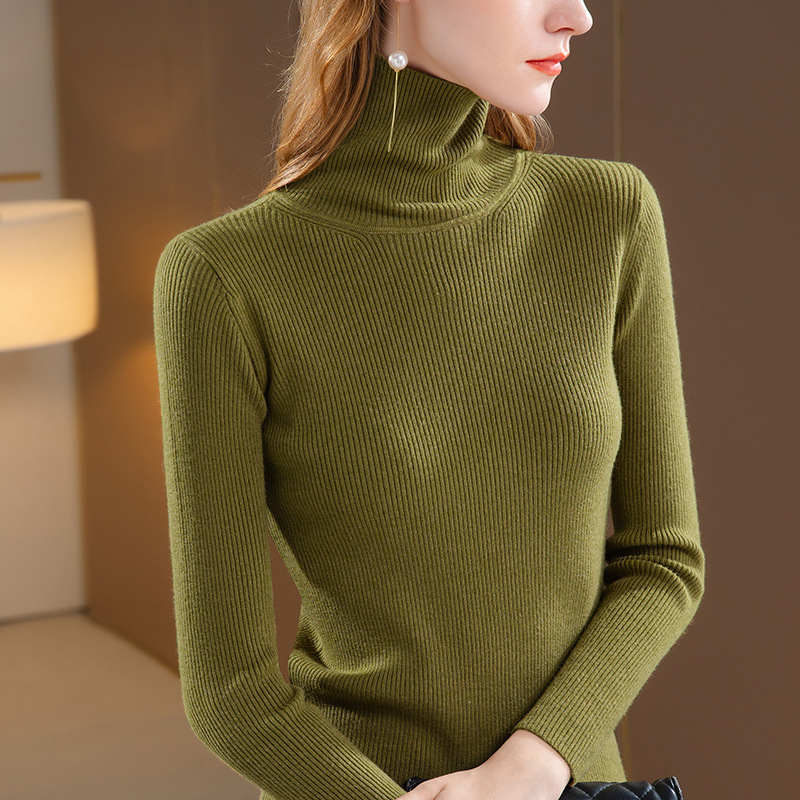 Las mujeres de cuello alto punto bottoming camisa 2022 otoño e invierno nuevo color sólido pullover caliente interior vientre que cubre la parte superior