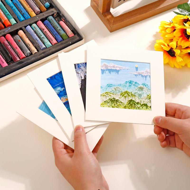 Special paper frame for oil pastels, square small photo frame with stand, oil pastel painting storage album paper frame Special paper frame for oil pastels, square small photo frame with stand, oil pastel painting storage album paper frame