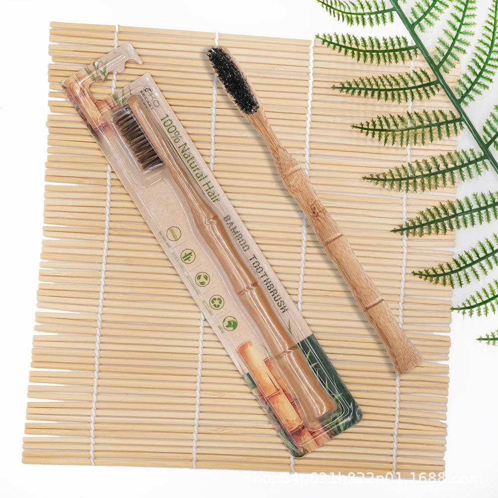 Xiuming cepillo de dientes de bambú de carbón activado de lana suave madera de mango ecológico natural, biodegradable de bambú orgánico
