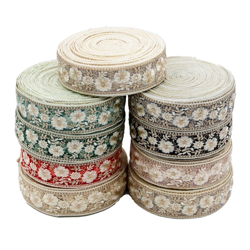 3.5cm新品欧根紗刺繍レース服アクセサリー漢服頭飾りベルトアクセサリーレース花リボン