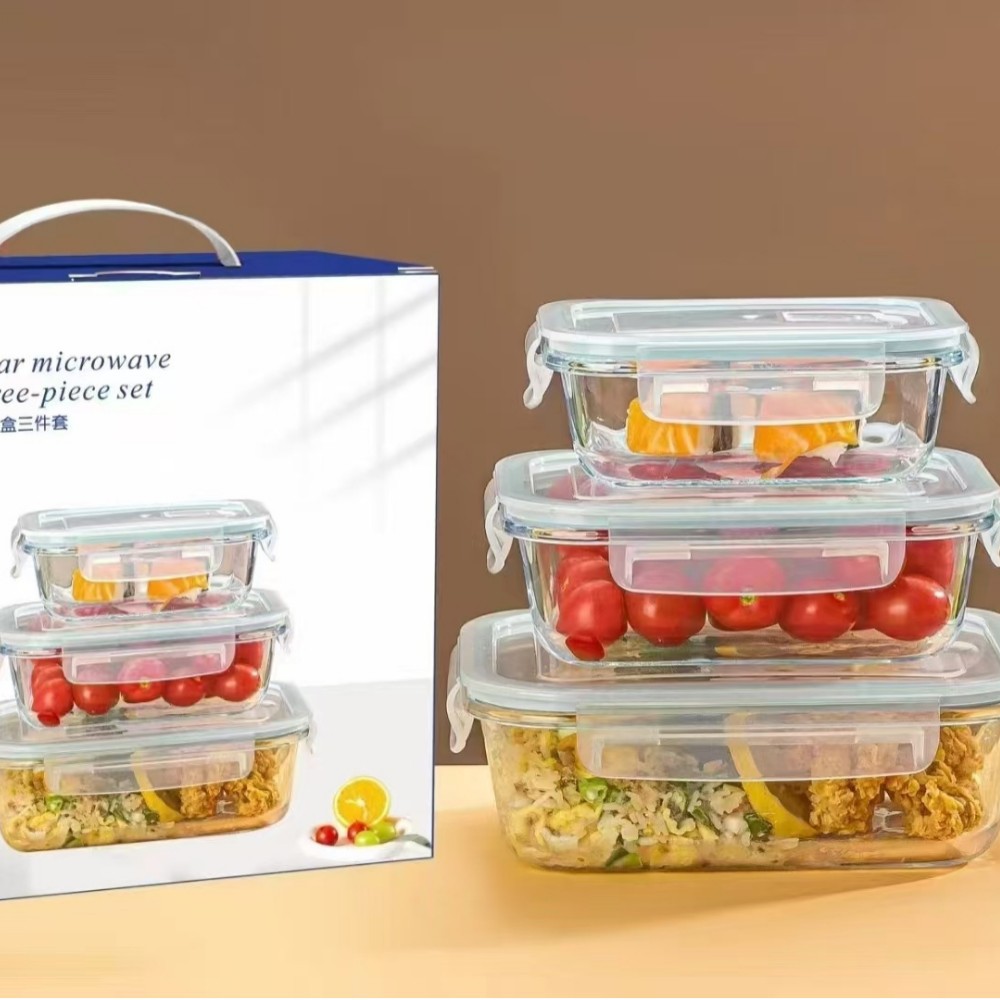 Caja de alto boro, caja de almuerzo de vidrio de grado alimenticio, tazón de preservación simple, microondas, oficina doméstica al por mayor