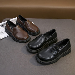 2024春秋新款男童鞋兒童皮鞋英倫風女童黑色休閒鞋學生演出鞋單鞋