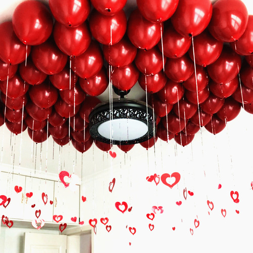 2024 new double layer ruby ​​red metallic balloon knot wedding scene decoration birthday party wedding