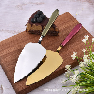 Wholesale Anti-Scalding Handle Steak Teppanyaki Cooking Spatula Stainless Steel Plastic Handle Cake Spatula Pizza Triangle Spatula Factory