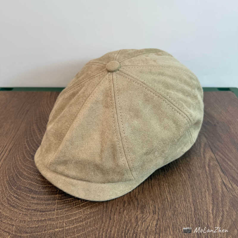 日系复古高品质麂皮绒报童帽子男女秋冬英伦风大版型显脸小八角帽|undefined