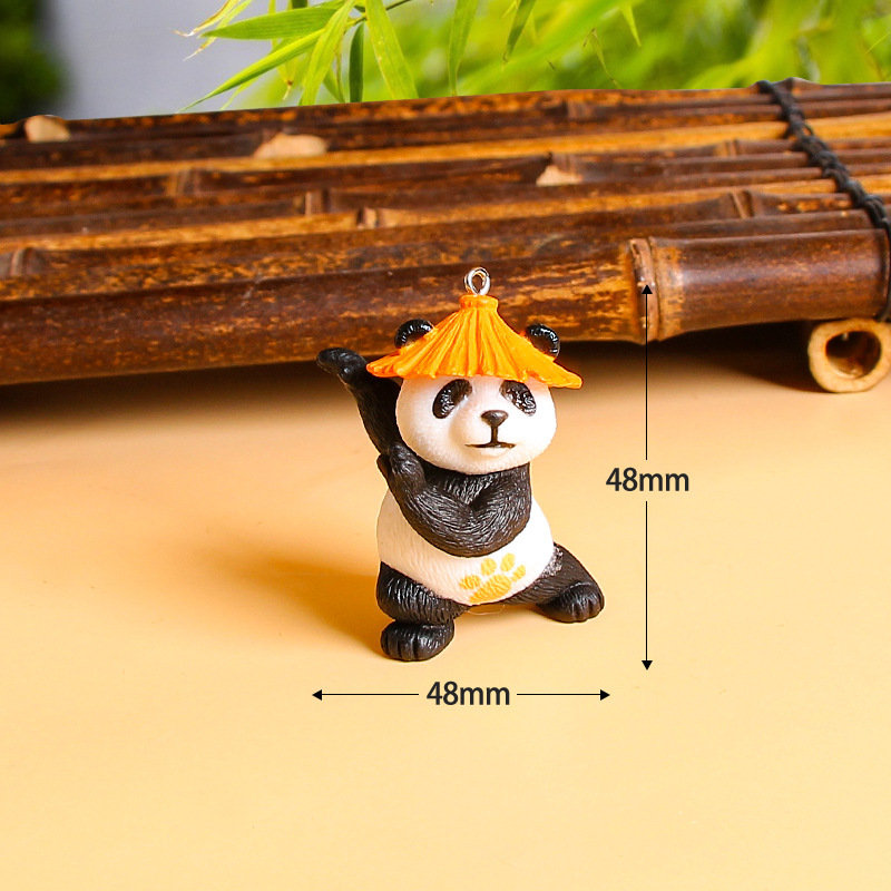 樹脂パンダクリエイティブ装飾品 diy キーホルダーペンダント漫画かわいい文化創造旅行お土産バッグペンダント|undefined