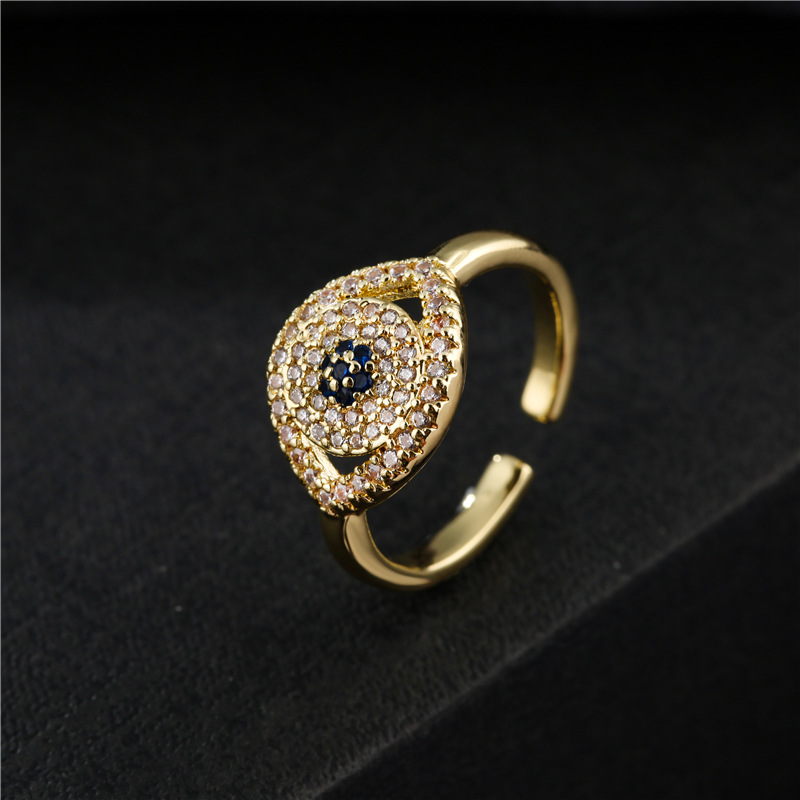 wholesale fashion copper micro-inlaid zircon devilu0027s eye open ring