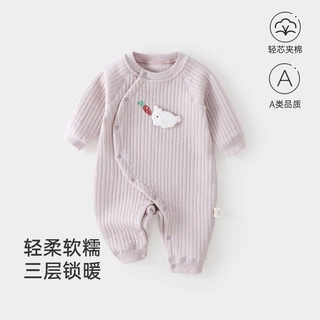 婴儿连体衣30g保暖新生儿秋冬无骨夹棉长袖哈衣宝宝爬服安阳童装