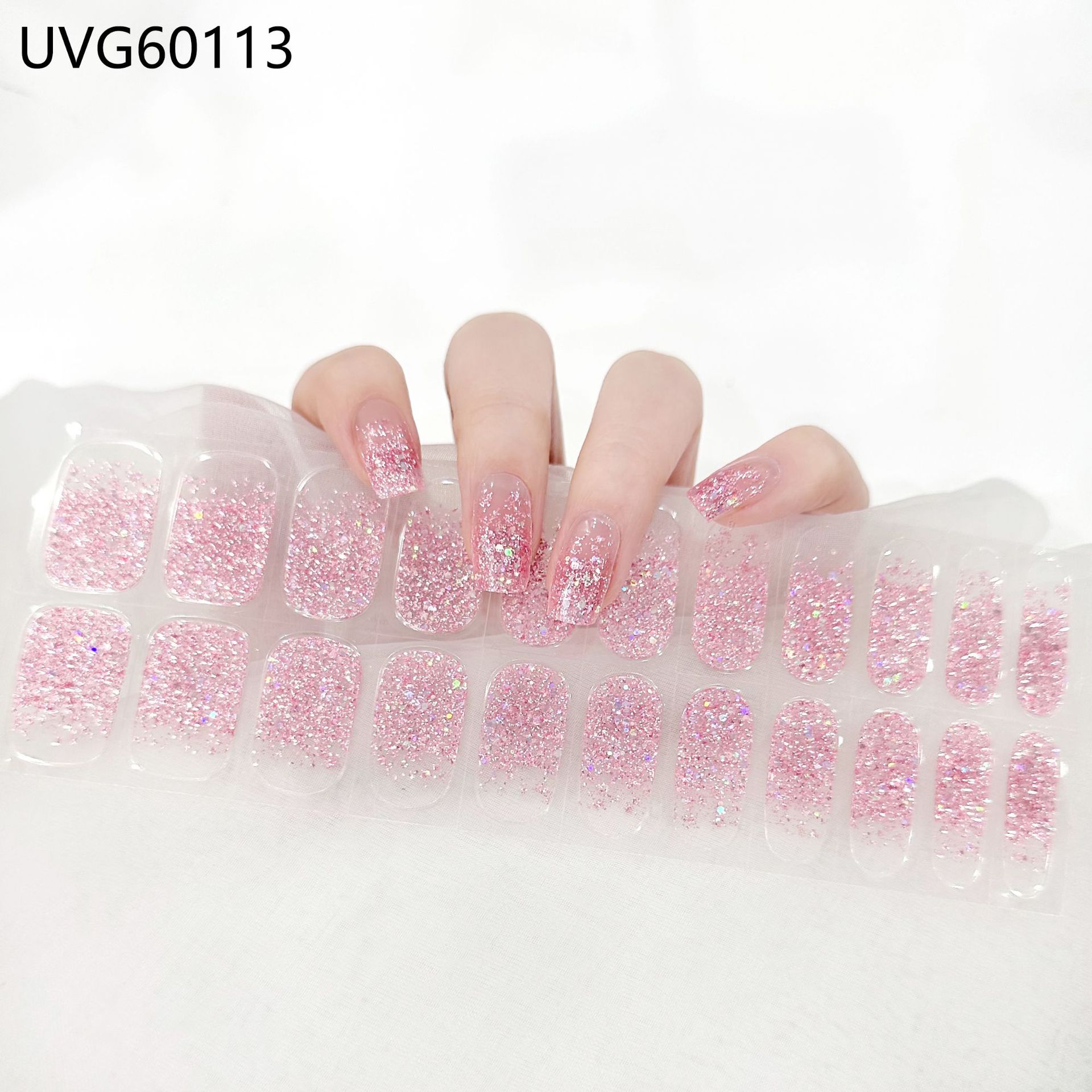 Pegatinas de uñas de gel UV transparentes efecto hielo, semicuradas, con lámina dorada, fototerapia, efecto película de aceite