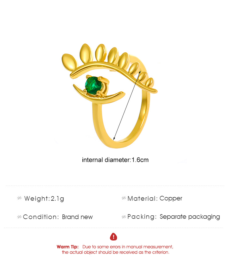 Fashion Devilu0027S Eye Copper Plating Inlay Artificial Gemstones Rings 1 Piece