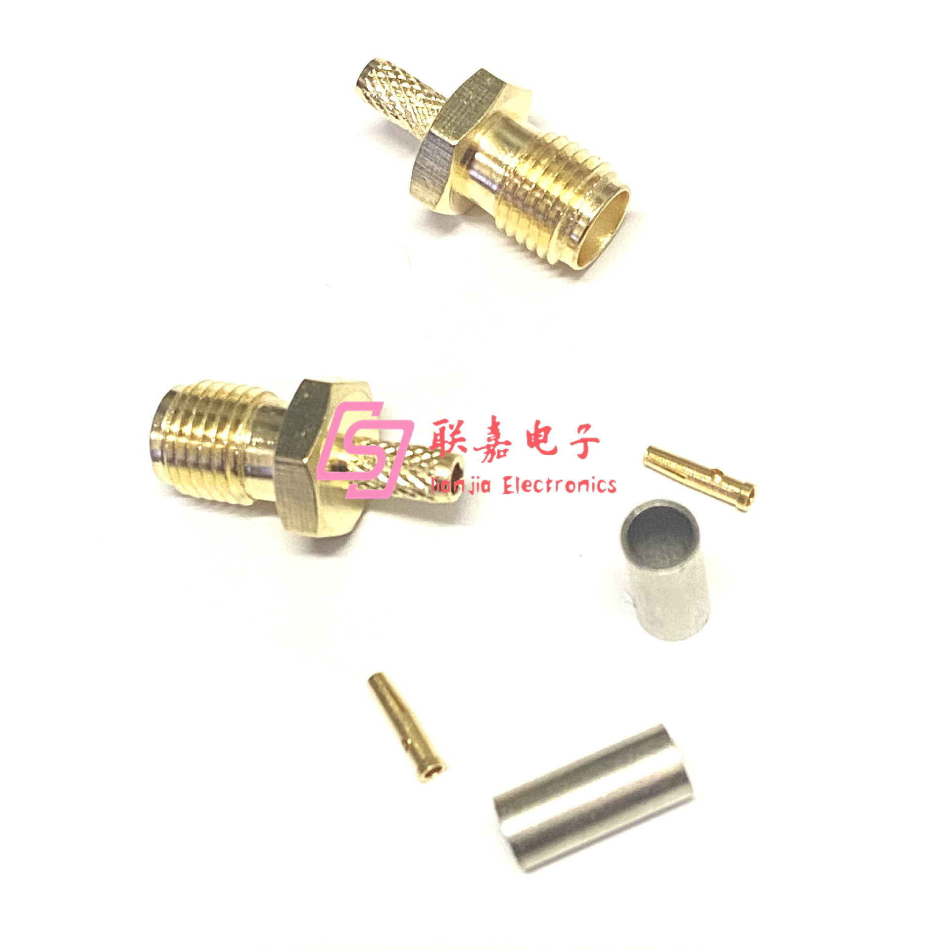 射频同轴连接器SMA-C-K1.5半牙SMA压接母头母针配RG316 RG174电缆