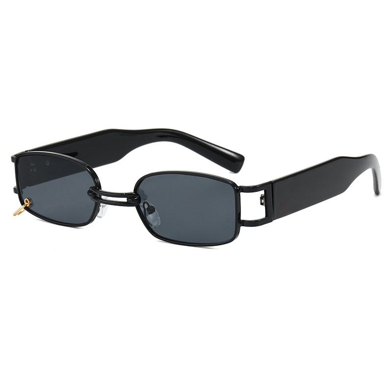 2020欧美复古嘻哈街拍墨镜 ins方框墨镜时尚穿耳环太阳镜ZE1280潮