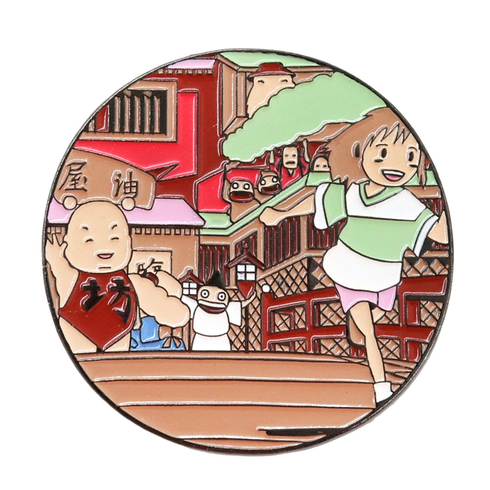 Girl and Her Baby Badge Cute Cartoon Character Chihiro Brooch Japanese Fantasy Movie Pin Jewelry