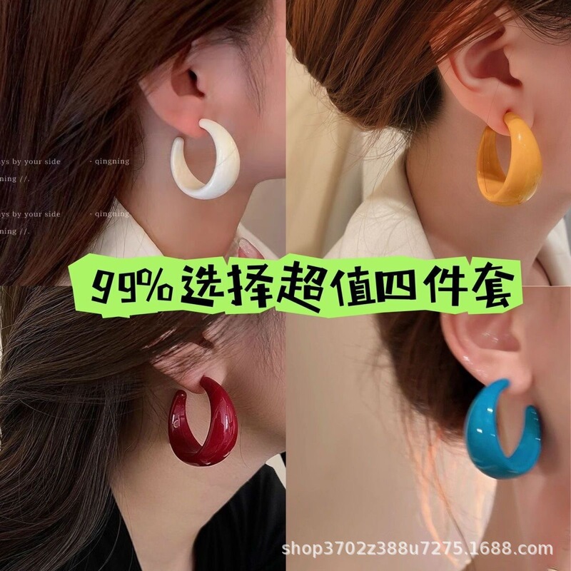 Retro Hong Kong Style Blue Circle Earrings for Women 2025 New Hot Style Elegant Earrings Niche Accessible Luxury High-End Earrings Retro Hong Kong Style Blue Circle Earrings for Women 2025 New Hot Style Elegant Earrings Niche Accessible Luxury High-End Earrings
