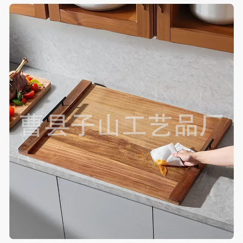 placa de cubierta de estufa de gas de madera placa de cubierta de cocina gruesa placa de partición de estante de estanque placa de corte de tanque con bandeja de mangos de transporte