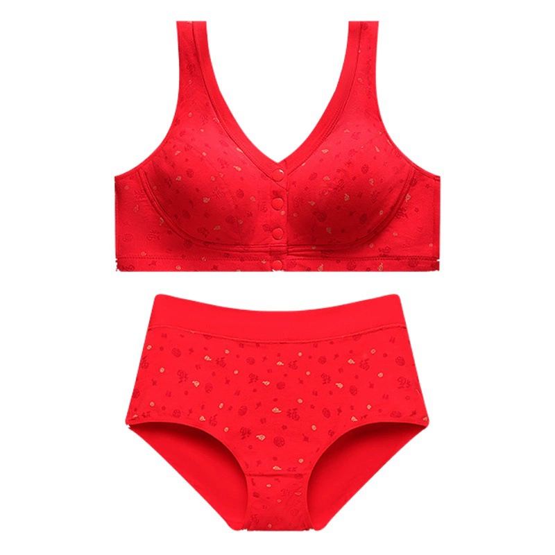 Красное нижнее белье фабрики Zhangyan больших размеров для матерей среднего и пожилого возраста, бюстгальтер с передней пряжкой, жилет, бюстгальтер без стальных колец