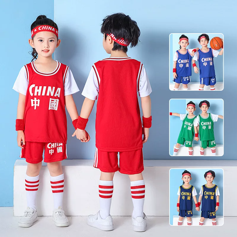 Комплект для детского сада? Wait: The input is for kindergarten for elementary school students for training for men and women, children's basketball uniform, with short sleeve