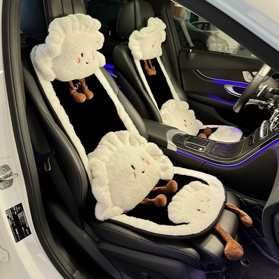 Car Lumbar Cushion Integrated Seat: Waist support - plush-dumpling-front-seat-cushion-2-backrest-2-lumbar-support-2-headrest-2