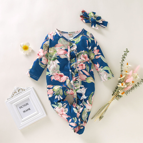 Baby Bodysuit Ins Long Sleeve Kids' Homecoming Crawling Suit Children Sweet Pajamas Baby Clothes