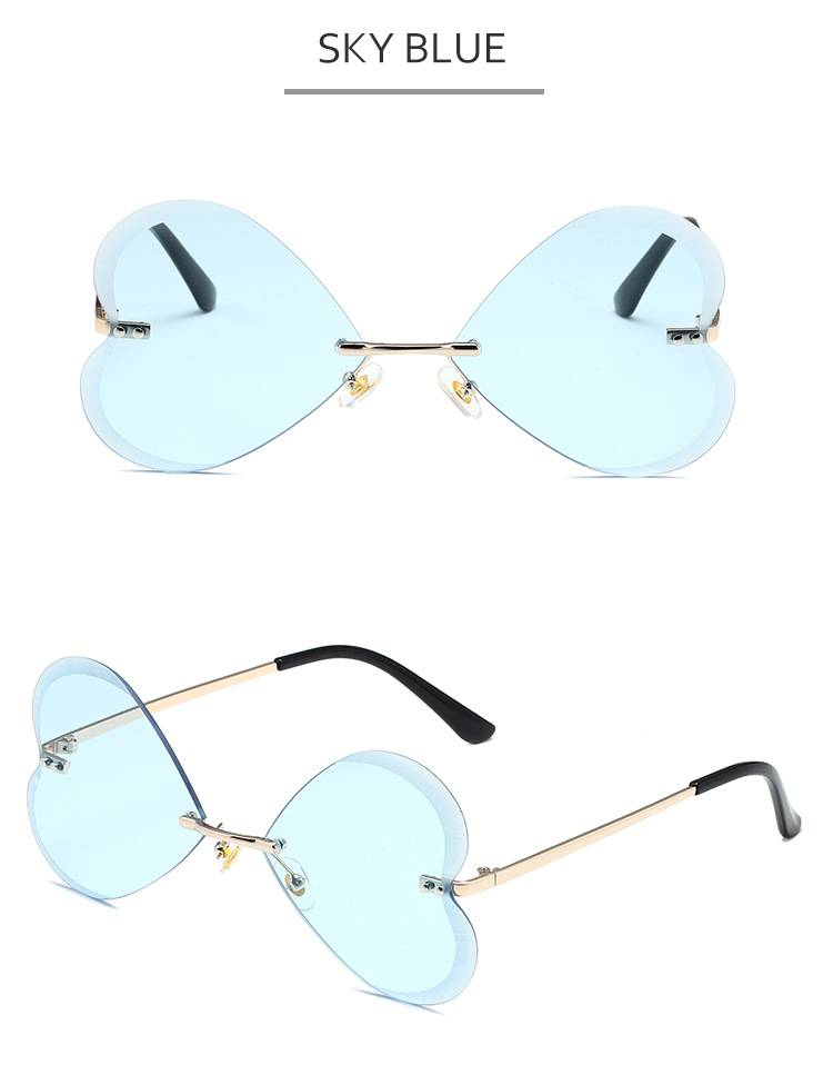 Butterfly Frameless Sunglasses Retro Trend Love Heart Personality Metal Sunglasses For Women_viptrois.com