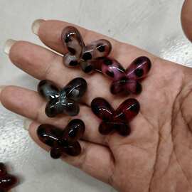 20*27mm个性烤漆豹纹蝴蝶 DIY手工串珠散珠串笔手机链饰品配件
