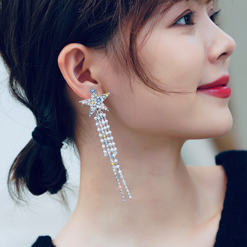 Fashion Star Alloy Diamond Zircon Womenu0027S Drop Earrings 1 Pair