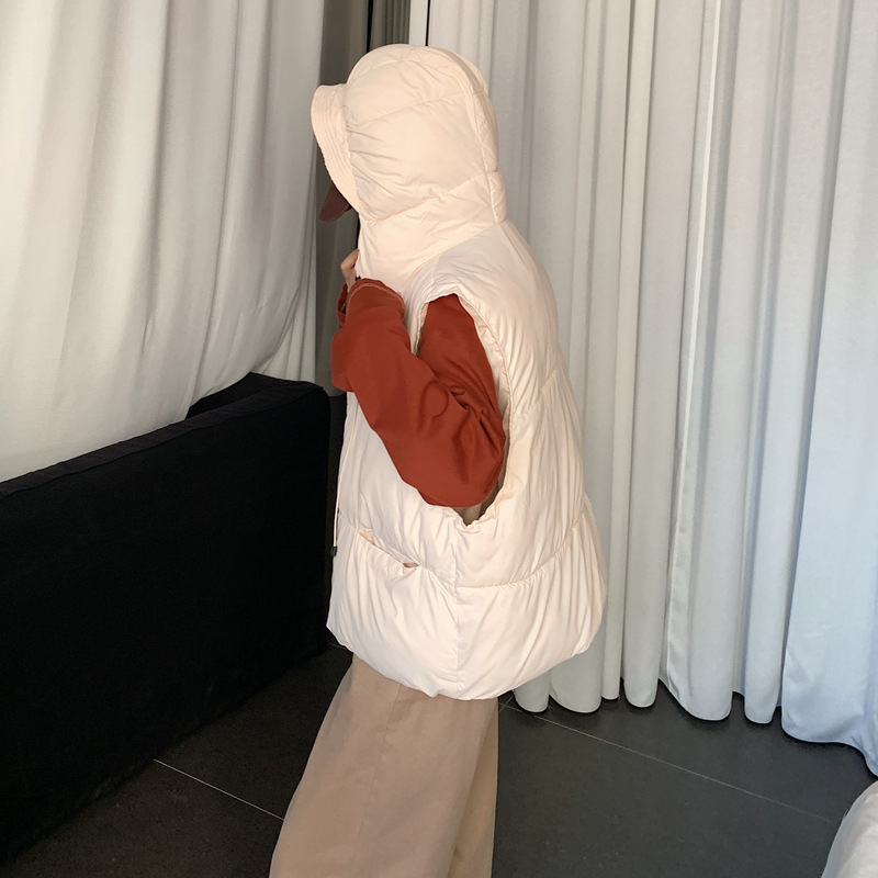羽绒棉马甲女外穿短款连帽2025年新款韩版宽松小个子坎肩冬季外套|undefined