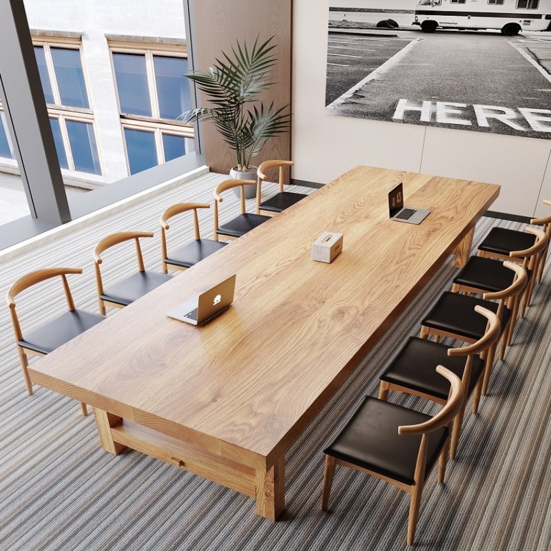 Solid Wood Large Board Conference Table Long Table Office Workbench Rectangular Table Calligraphy Table Negotiation Table Reception Table