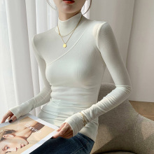 磨毛保暖高弹莫代尔棉半高领打底衫女长袖T恤2025秋冬内搭修身衣