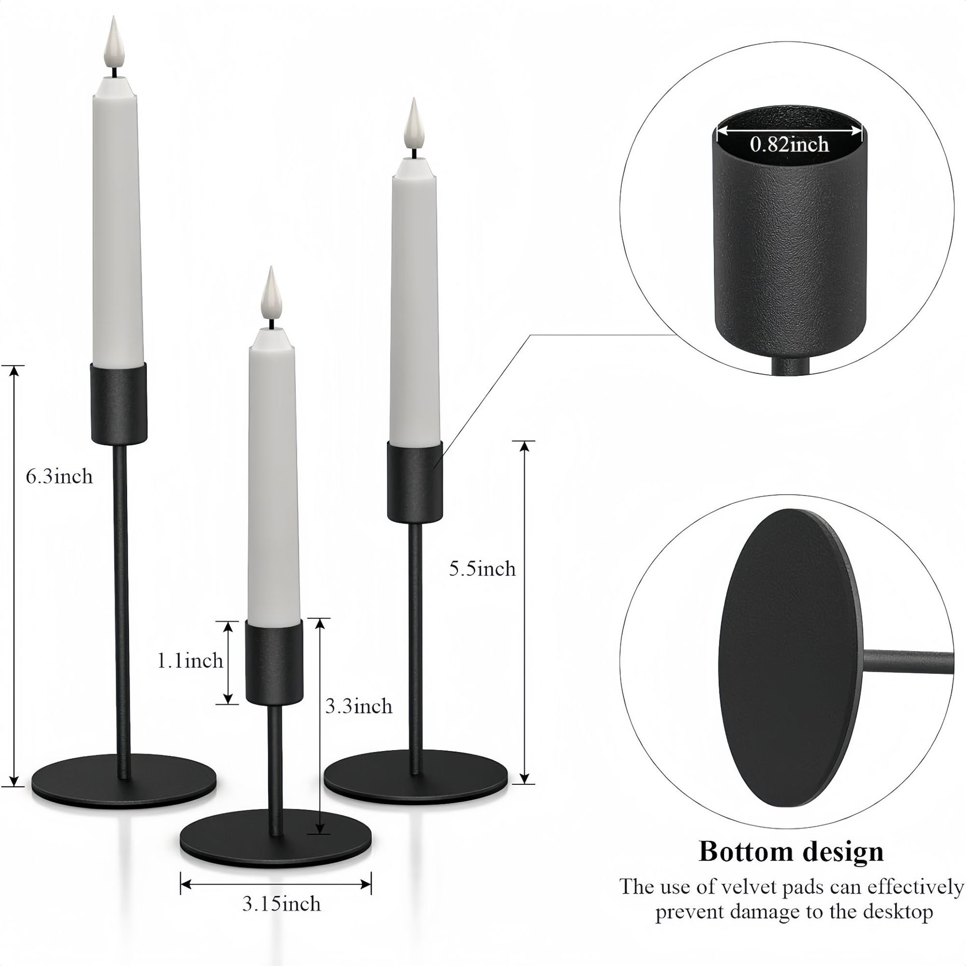 Mayorista en candelabro de hierro forjado nórdico adornos de velas largas para la cena a la luz de velas decoración romántica props atmósfera
