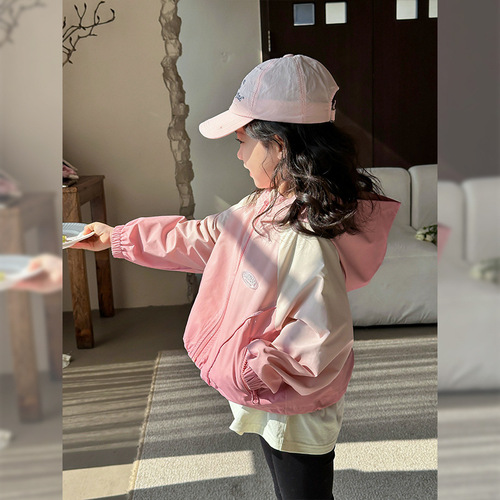 Girls' Jackets 2024 Spring New Fashionable Children's Clothing Tops Fashionable Baby Sports Jackets Children's Jackets Trendy