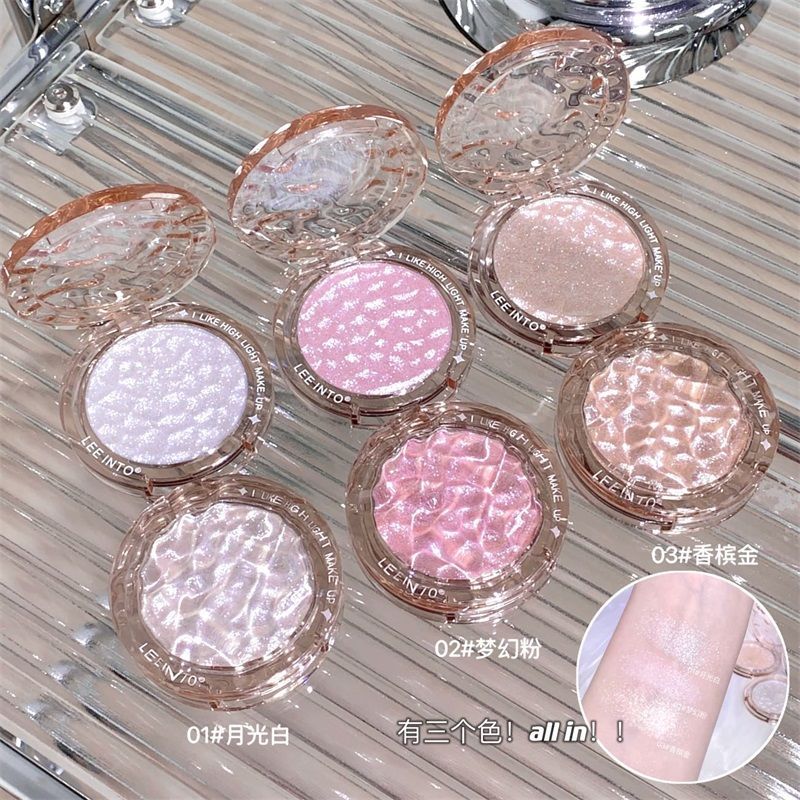 LEEINTO Crystal Bright Wave Light highlight powder cake mashed potato diamond gradient highlight nude makeup brightening fine flash repair female