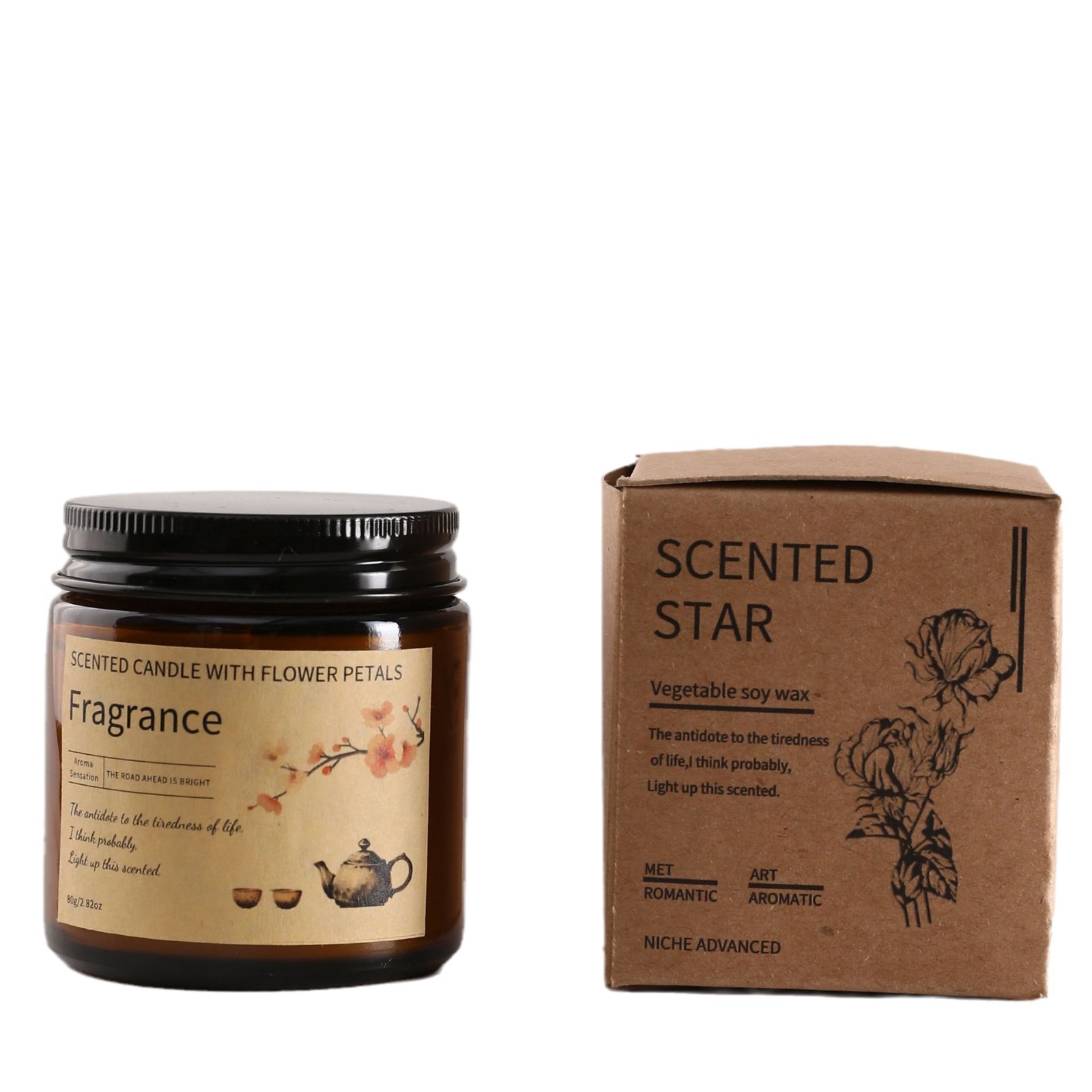 pétalos botella marrón taza de cera de banana cera de soja al por mayor plantas caseras cera de soja aceites esenciales ahumantes fragancia vela regalo de mano