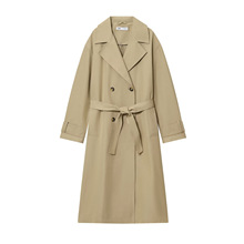 欧美批发2025秋季新款女装时尚翻领气质双排扣长袖风衣B6-11173