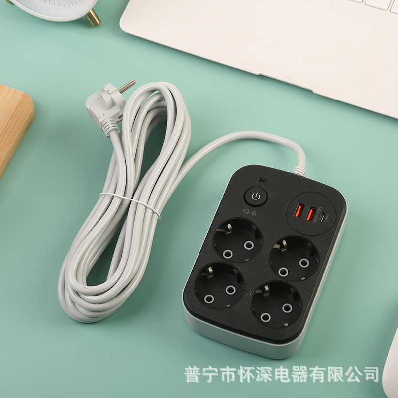 Exportación rusa zócalo USB de comercio electrónico con puerto PD 4 posiciones 8 agujeros 5 metros caja estándar europeo