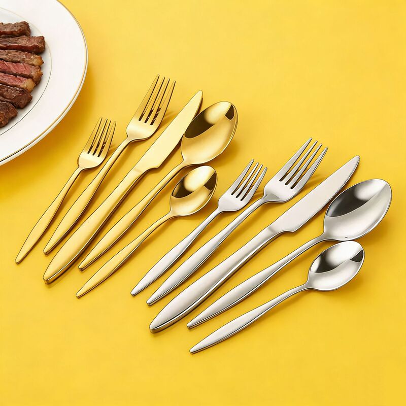 Cross-Border 410 Stainless Steel Pointed Tail Knife, Fork, and Spoon Cutlery Set with Thickened Handles, Western-Style Steak Knife and Fork 5-Piece Set in Gift Box Cross-Border 410 Stainless Steel Pointed Tail Knife, Fork, and Spoon Cutlery Set with Thickened Handles, Western-Style Steak Knife and Fork 5-Piece Set in Gift Box