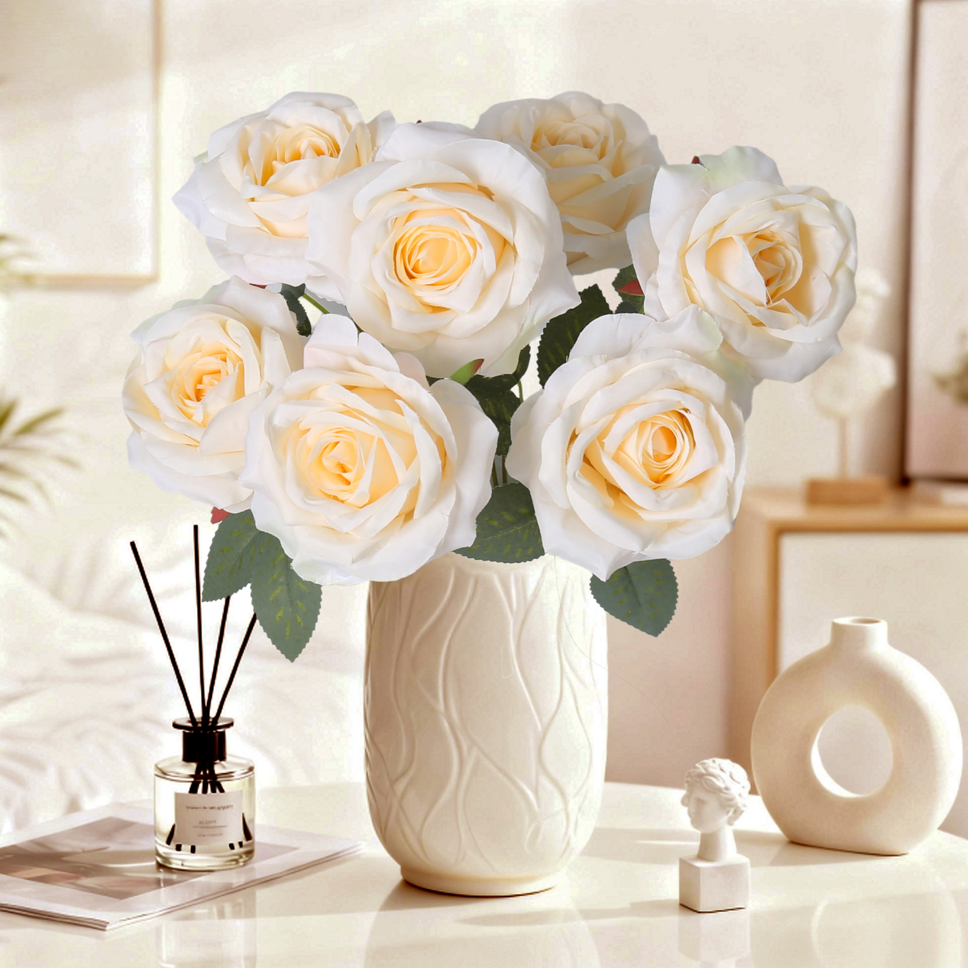 Simulación de 7 flores falsas de rosa princesa escritorio sala de estar DIY decoración de la habitación de bodas de mano accesorios de fotografía de flores