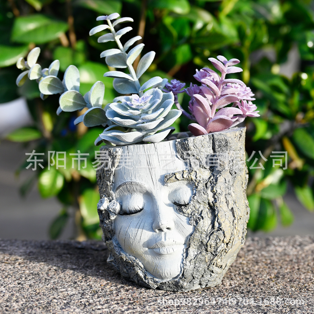 跨境新款树桩女孩花盆树脂工艺品摆件庭院万圣派对装饰礼品现货
